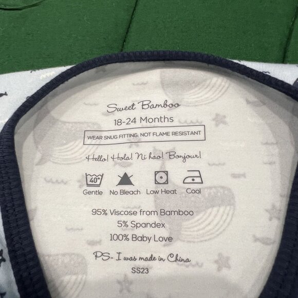 Sweet Bamboo Romper 18-24M Blue Whale Print Short Sleeve Jumpsuit - Picture 3 of 3